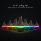 LUMUNO diffuser in Walnut shown in its 7-color cycling light